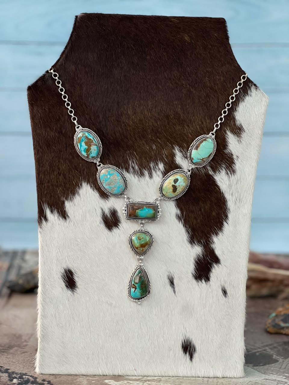 Handmade Sterling Silver Royston Turquoise Necklace Signed Nizhoni