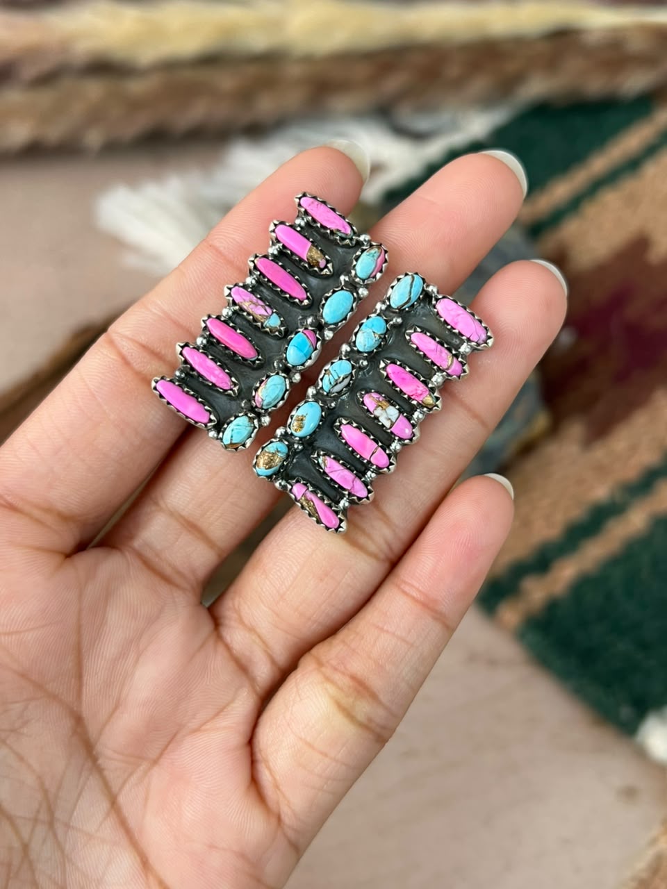 Handmade Sterling Silver Cotton Candy Adjustable Ring Signed Nizhoni