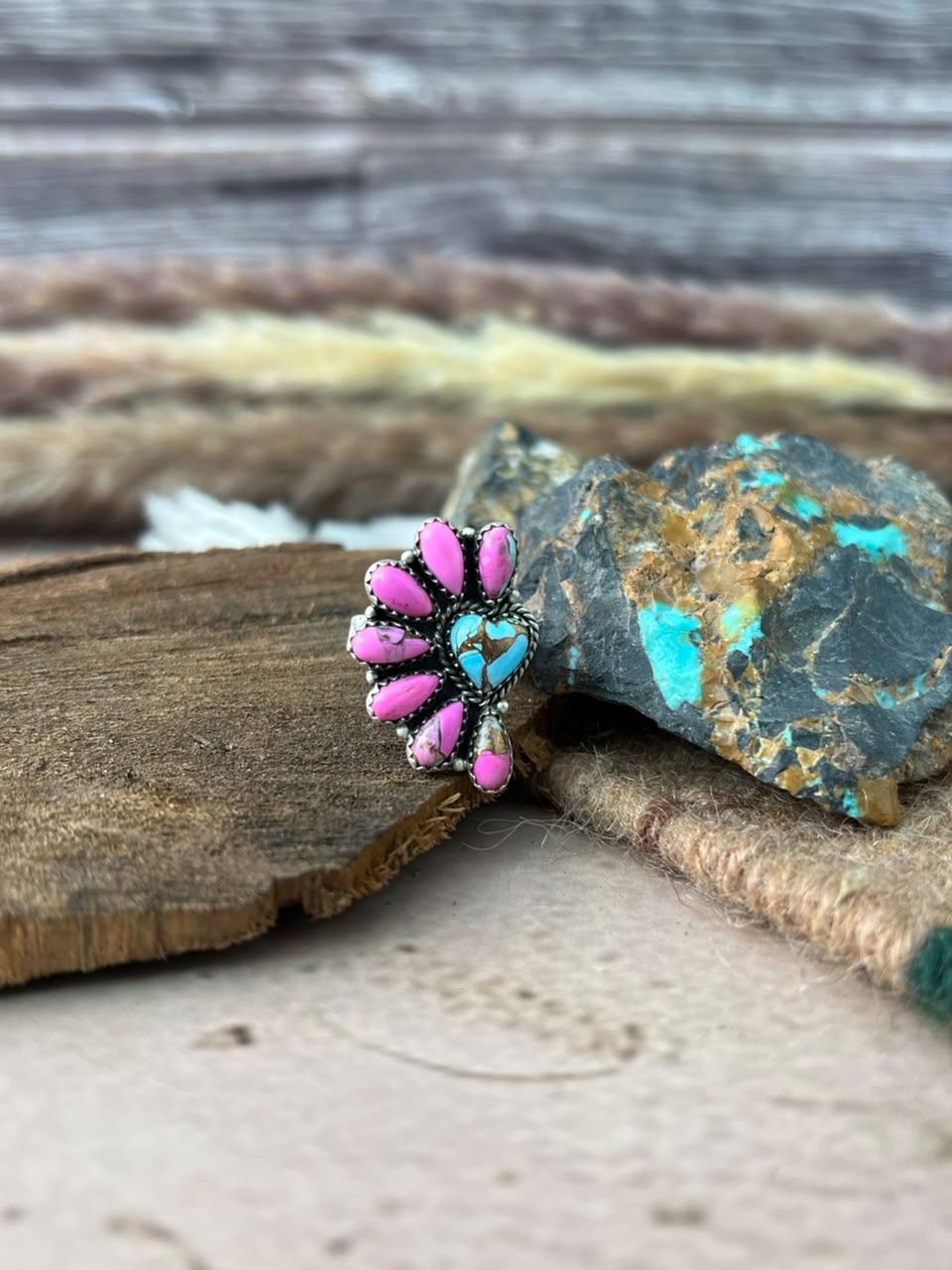Handmade Sterling Silver Cotton Candy Adjustable Ring Signed Nizhoni