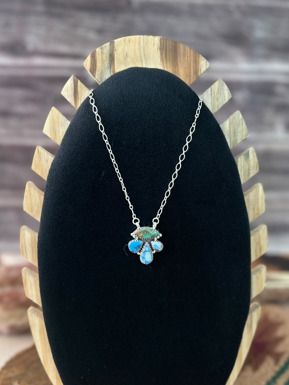 Handmade Sterling Silver Golden Hills with Sonoran Mountain Turquoise Necklace Signed Nizhoni