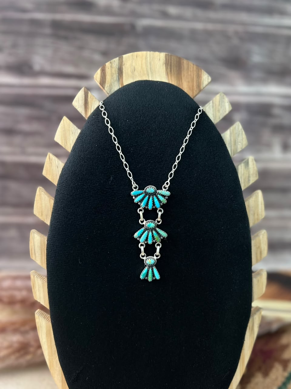 Handmade Sterling Silver Kingman Turquoise Necklace Signed Nizhoni