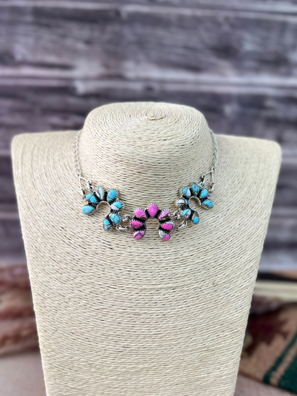 Handmade Sterling Silver Cotton Candy Choker Naja Necklace Signed Nizhoni