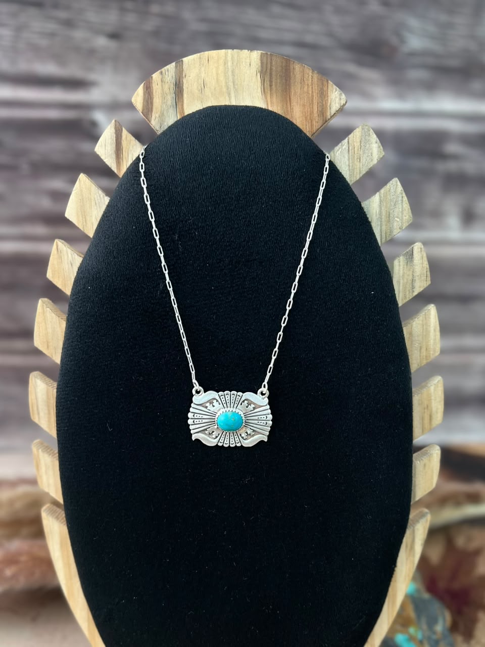 Handmade Sterling Silver Kingman Turquoise Necklace Signed Nizhoni
