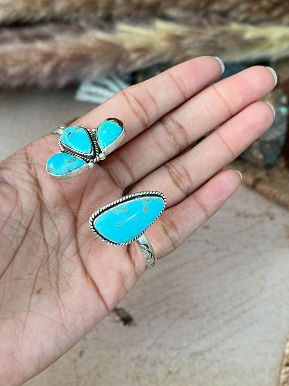 Handmade Sterling Silver Easter Blue Turquoise Cuff Bracelet Signed Nizhoni