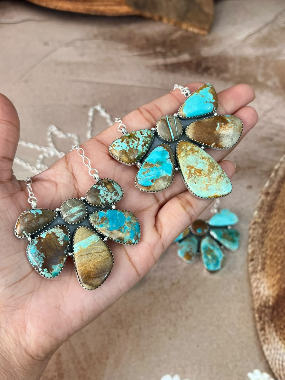Handmade Sterling Silver Royston Turquoise Necklace Signed Nizhoni