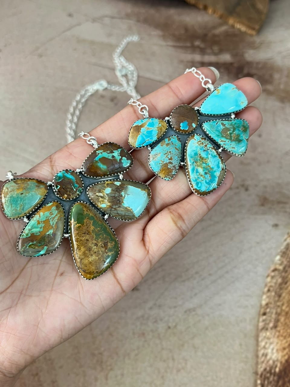 Handmade Sterling Silver Royston Turquoise Necklace Signed Nizhoni