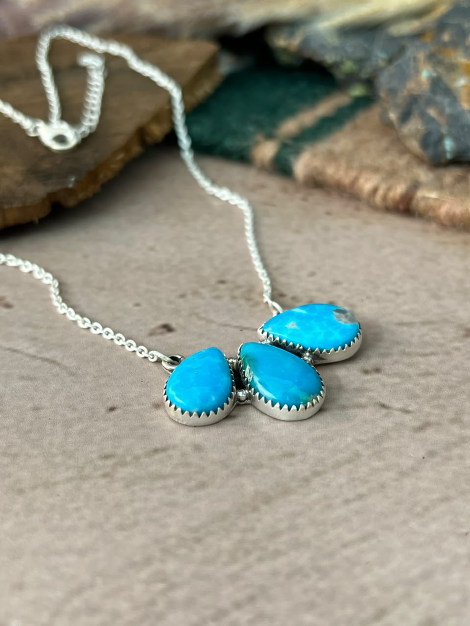 Handmade Sterling Silver Hardy Pit Collection: Necklace Signed Nizhoni