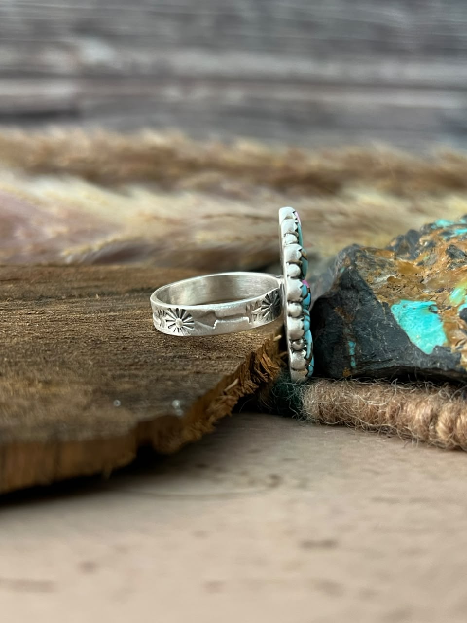 Handmade Sterling Silver Cotton Candy Adjustable Ring Signed Nizhoni