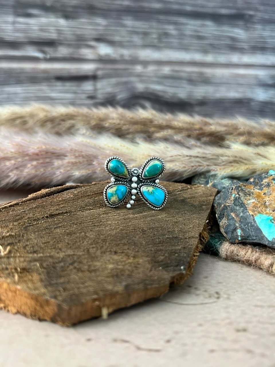 Handmade Sterling Silver Hardy Pit Collection: Butterfly Adjustable Ring Signed Nizhoni