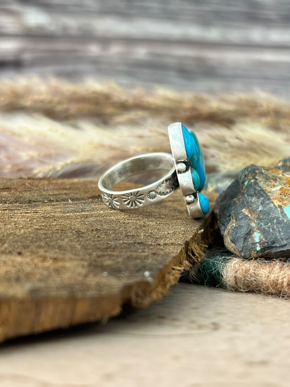 Handmade Sterling Silver Hardy Pit Collection: Adjustable Ring Signed Nizhoni