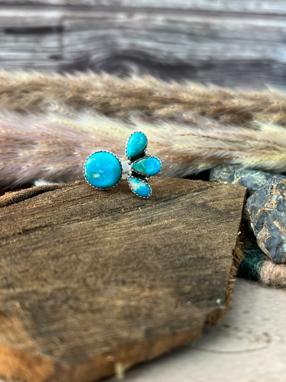 Handmade Sterling Silver Hardy Pit Collection: Adjustable Ring Signed Nizhoni