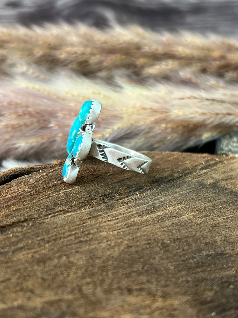 Handmade Sterling Silver Hardy Pit Collection: Adjustable Ring Signed Nizhoni