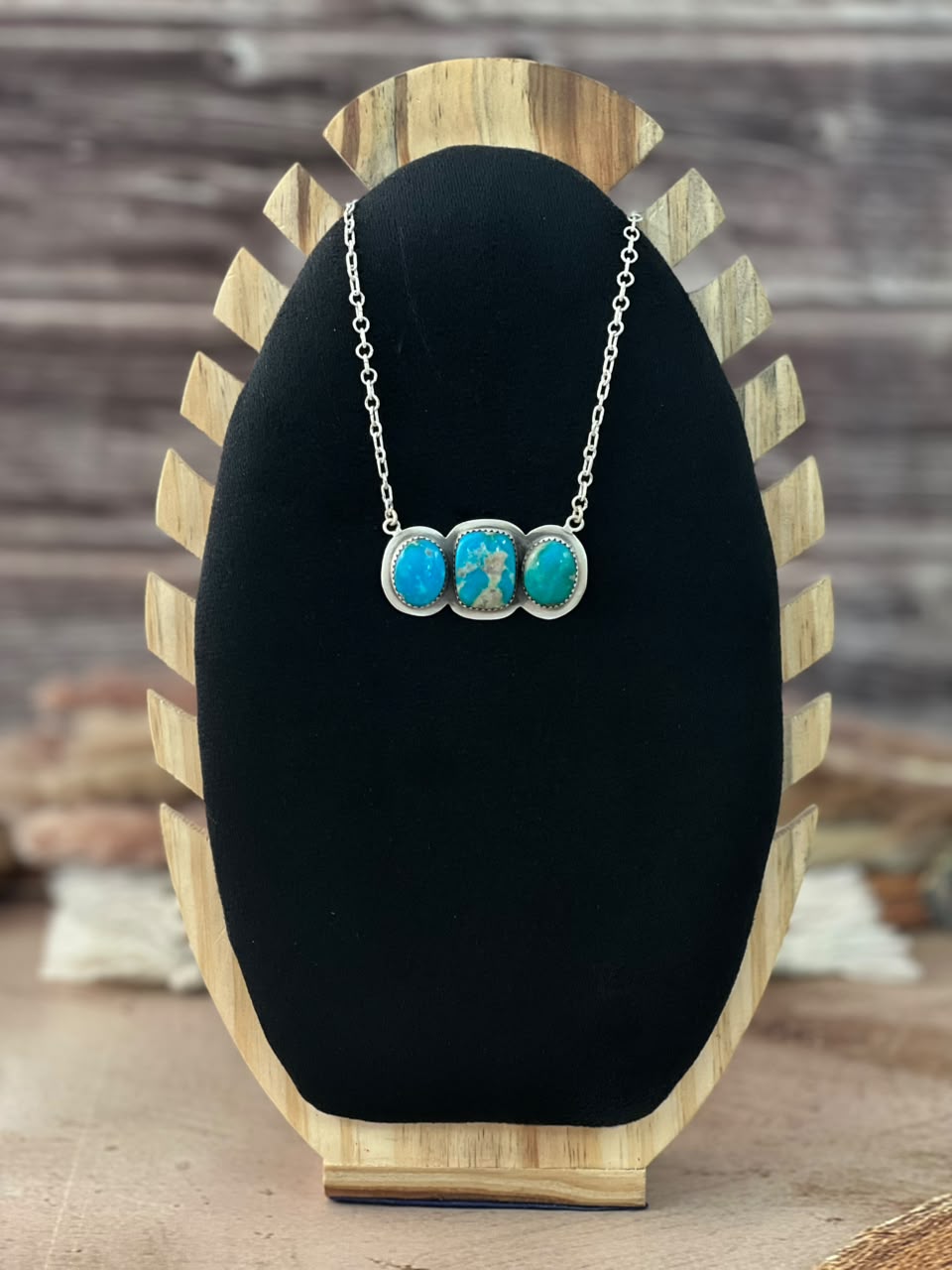 Handmade Sterling Silver Hardy Pit Collection: Necklace Signed Nizhoni