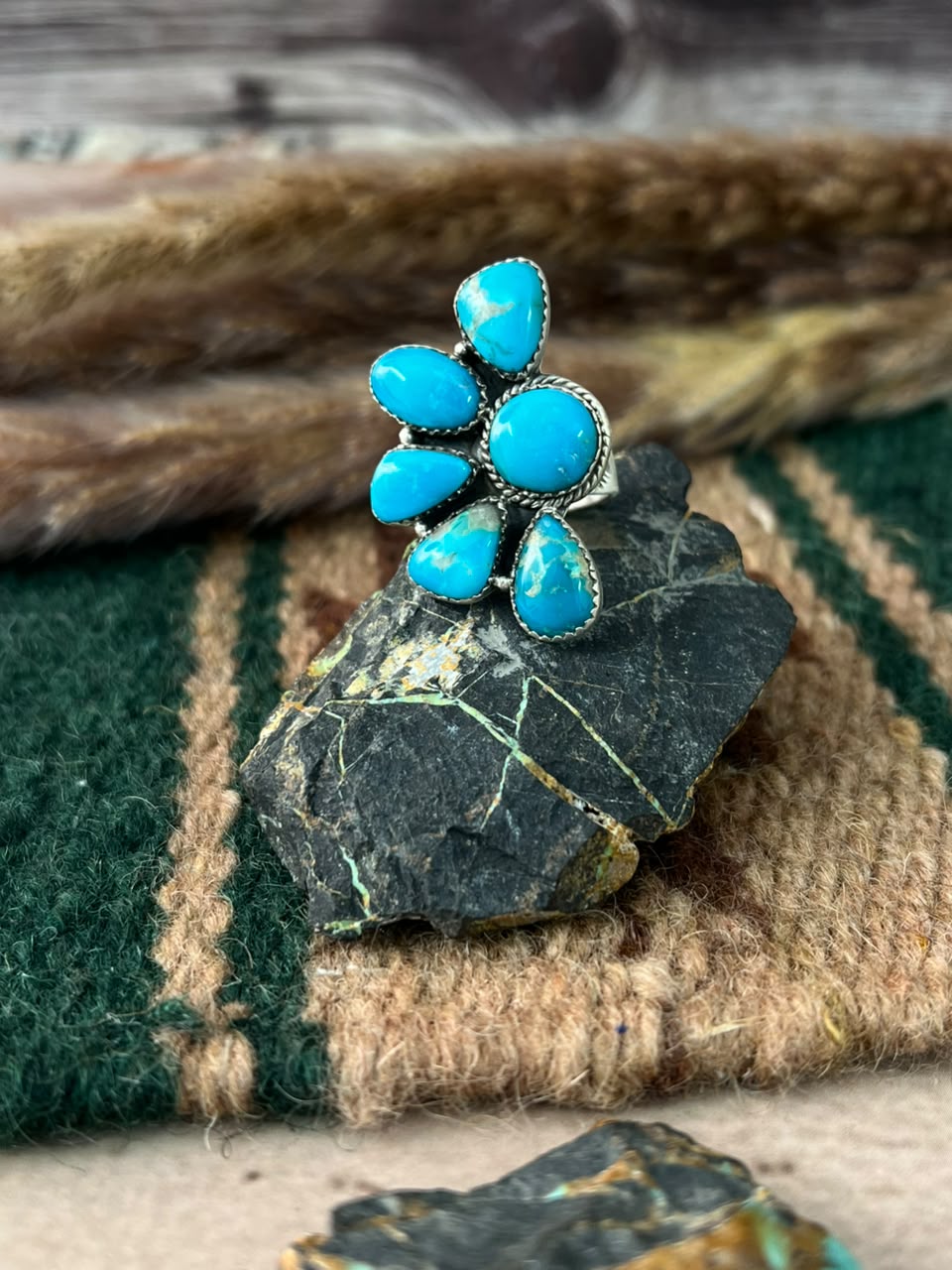 Handmade Sterling Silver Hardy Pit Collection: Adjustable Ring Signed Nizhoni