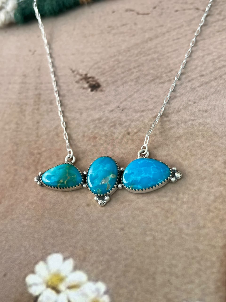 Handmade Sterling Silver Hardy Pit Collection: Necklace Signed Nizhoni
