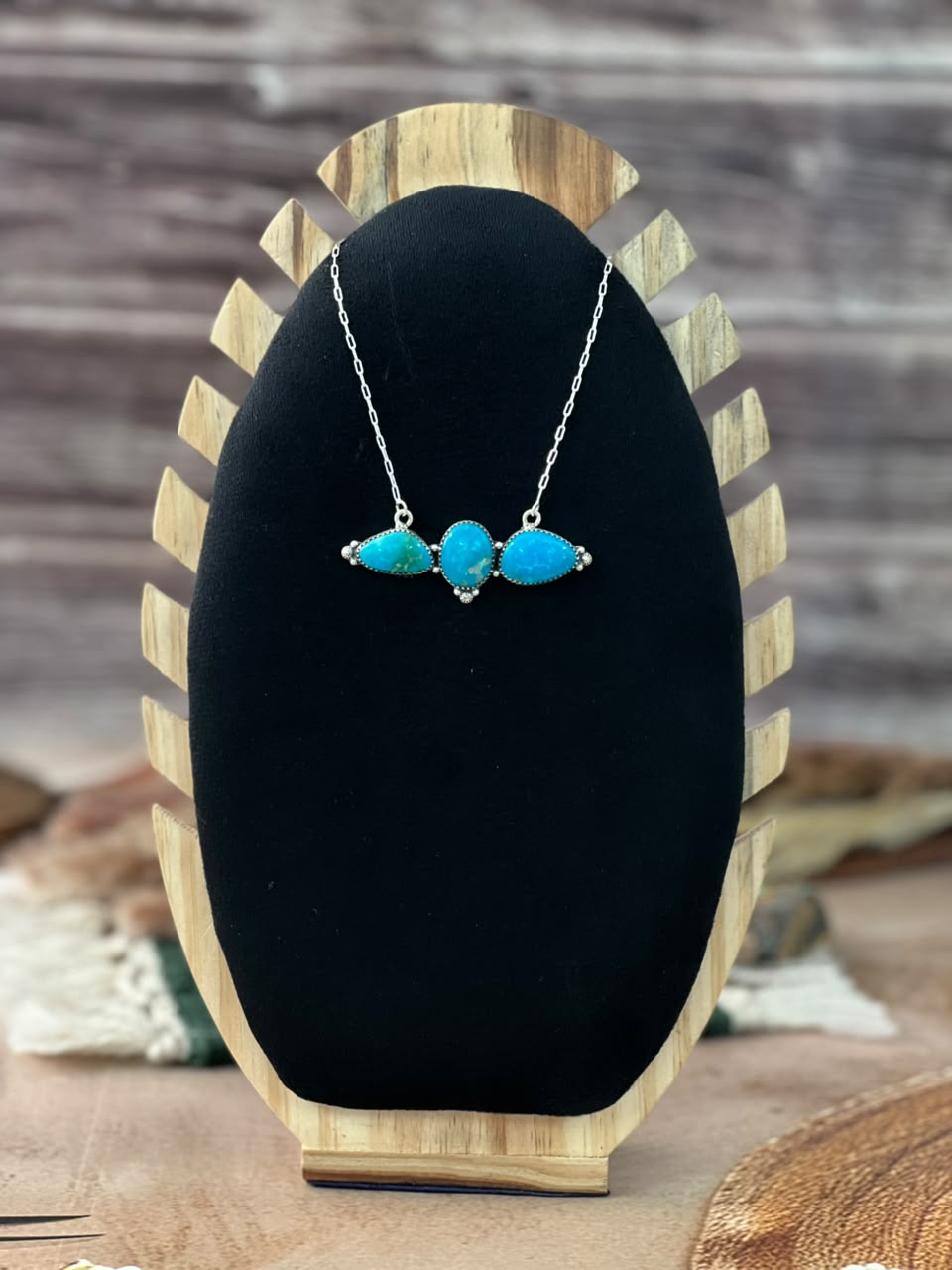 Handmade Sterling Silver Hardy Pit Collection: Necklace Signed Nizhoni