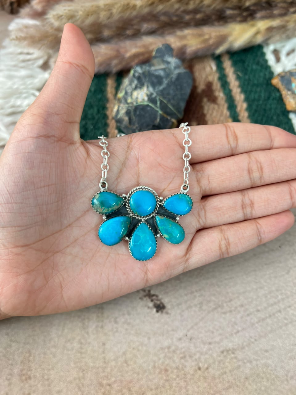 Handmade Sterling Silver Hardy Pit Collection: Necklace Signed Nizhoni