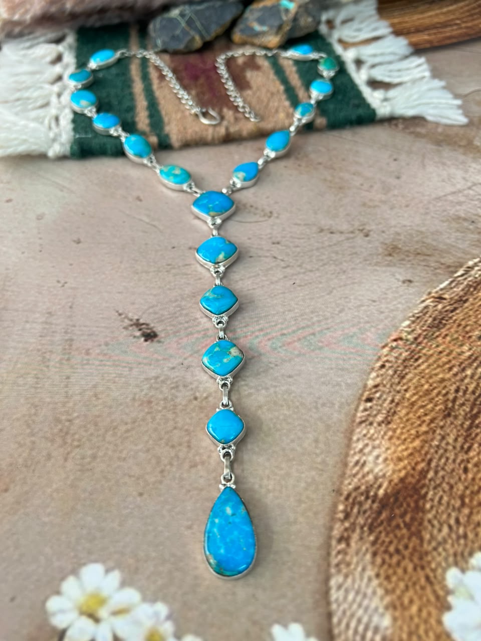 Handmade Sterling Silver Hardy Pit Collection: 'Y Shaped' Necklace Signed Nizhoni