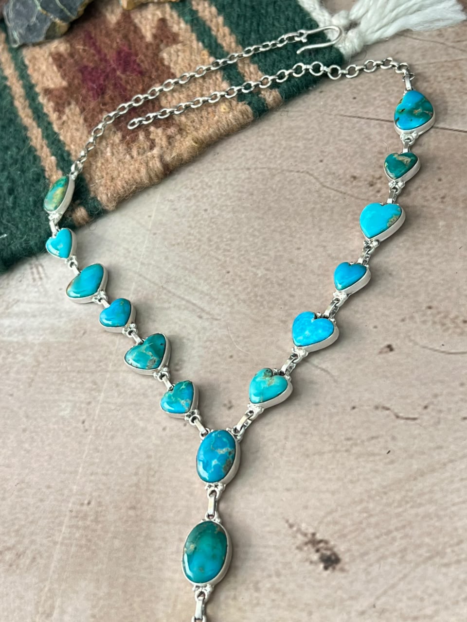 Handmade Sterling Silver Hardy Pit Collection: 'Y Shaped' Necklace Signed Nizhoni