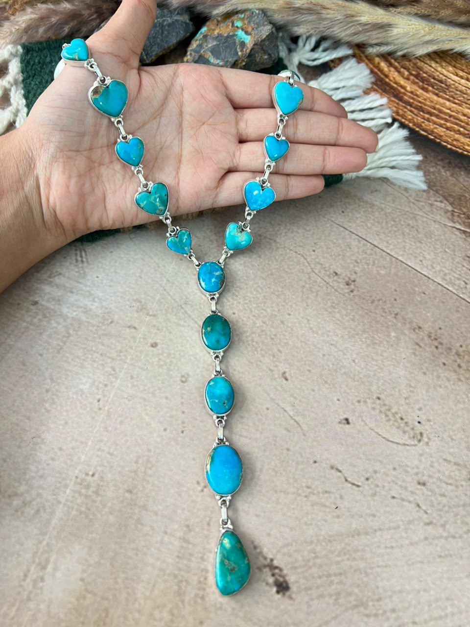 Handmade Sterling Silver Hardy Pit Collection: 'Y Shaped' Necklace Signed Nizhoni