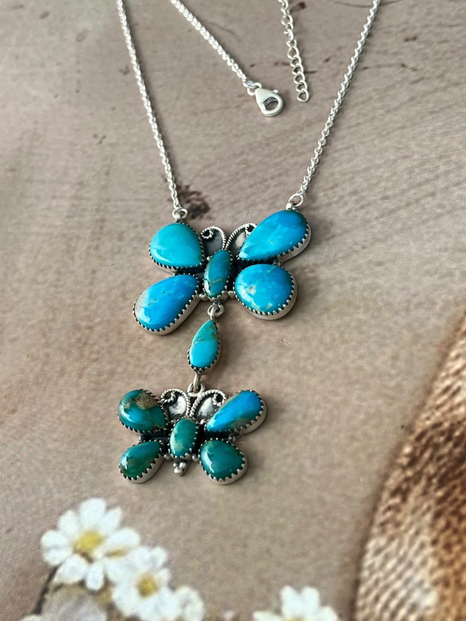 Handmade Sterling Silver Hardy Pit Collection: Butterfly Necklace Signed Nizhoni