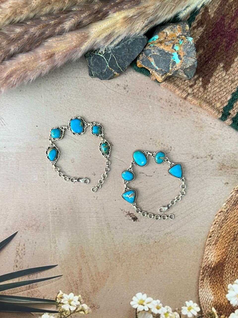 Handmade Sterling Silver Hardy Pit Collection: Chain Bracelet Signed Nizhoni