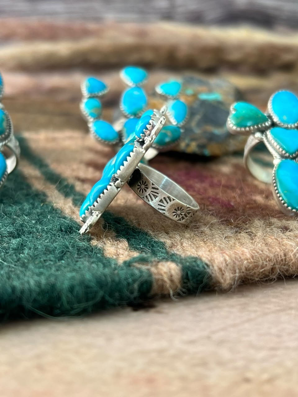Handmade Sterling Silver Hardy Pit Collection: Adjustable Ring Signed Nizhoni