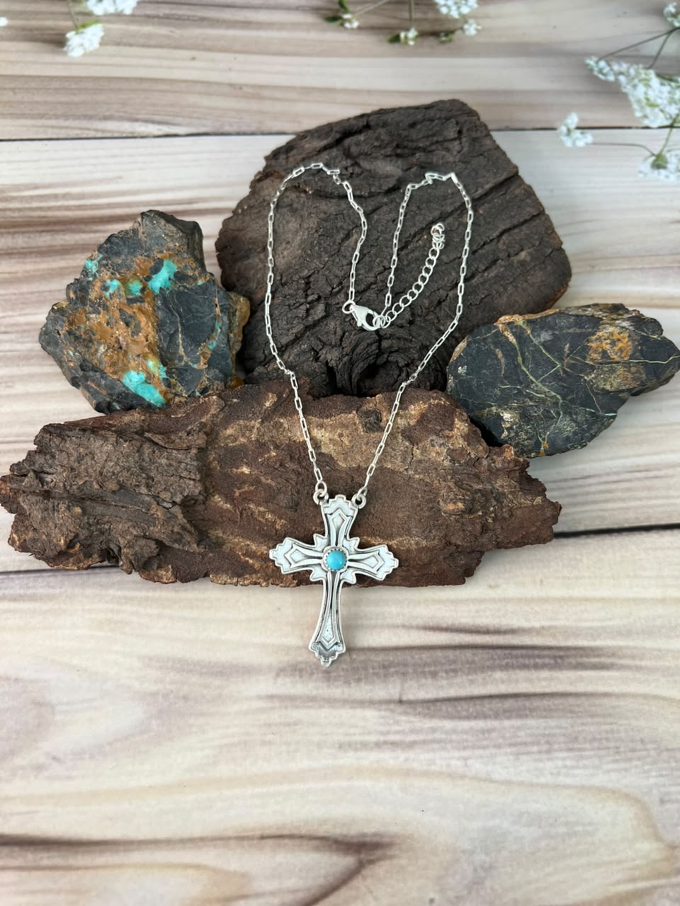 Handmade Sterling Silver Kingman Turquoise Necklace Signed Nizhoni