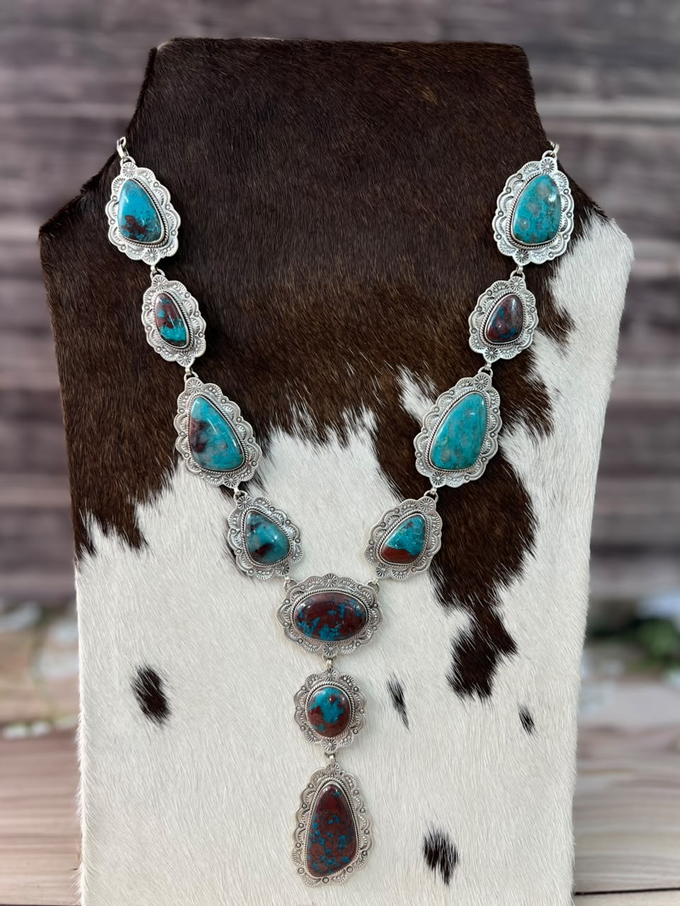 Handmade Sterling Silver Gem Silica Collection: Necklace Signed Nizhoni
