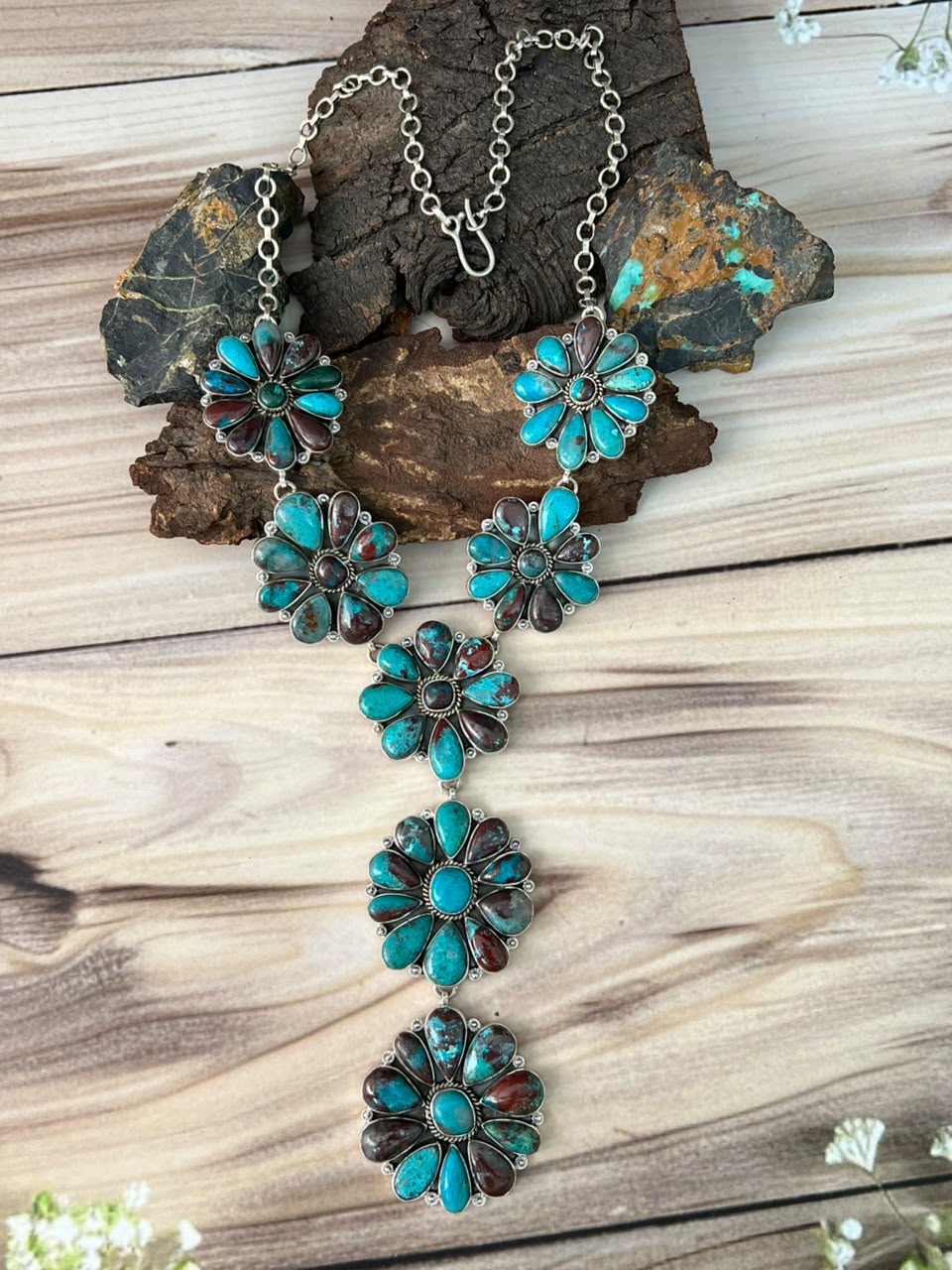 Handmade Sterling Silver Gem Silica Collection: Necklace Signed Nizhoni