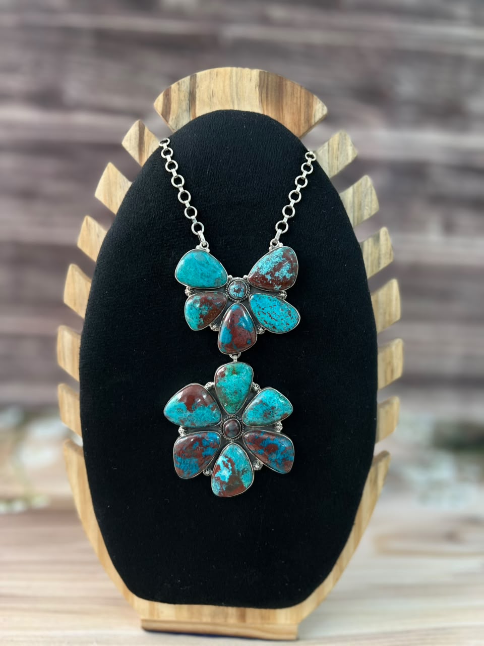 Handmade Sterling Silver Gem Silica Collection: Necklace Signed Nizhoni