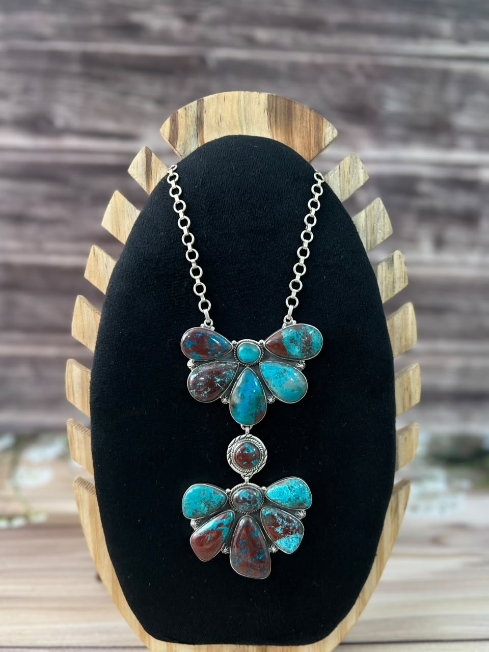 Handmade Sterling Silver Gem Silica Collection: Necklace Signed Nizhoni