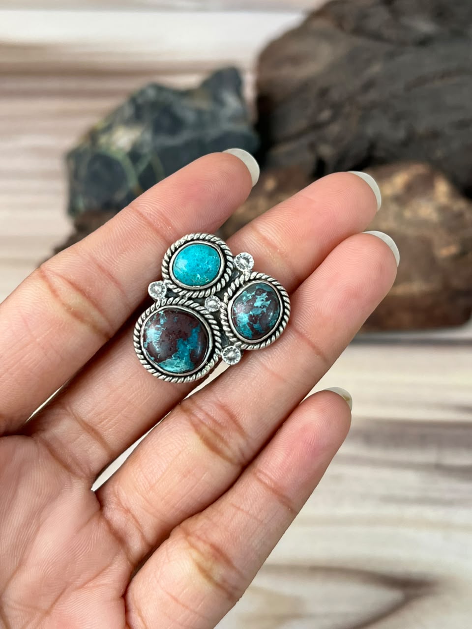 Handmade Sterling Silver Gem Silica Collection: Adjustable Ring Signed Nizhoni