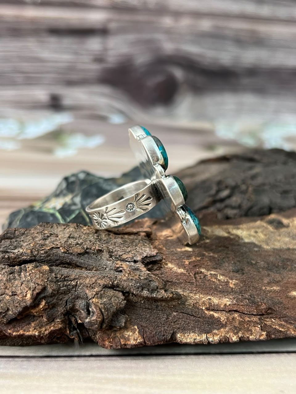 Handmade Sterling Silver Gem Silica Collection: Adjustable Ring Signed Nizhoni