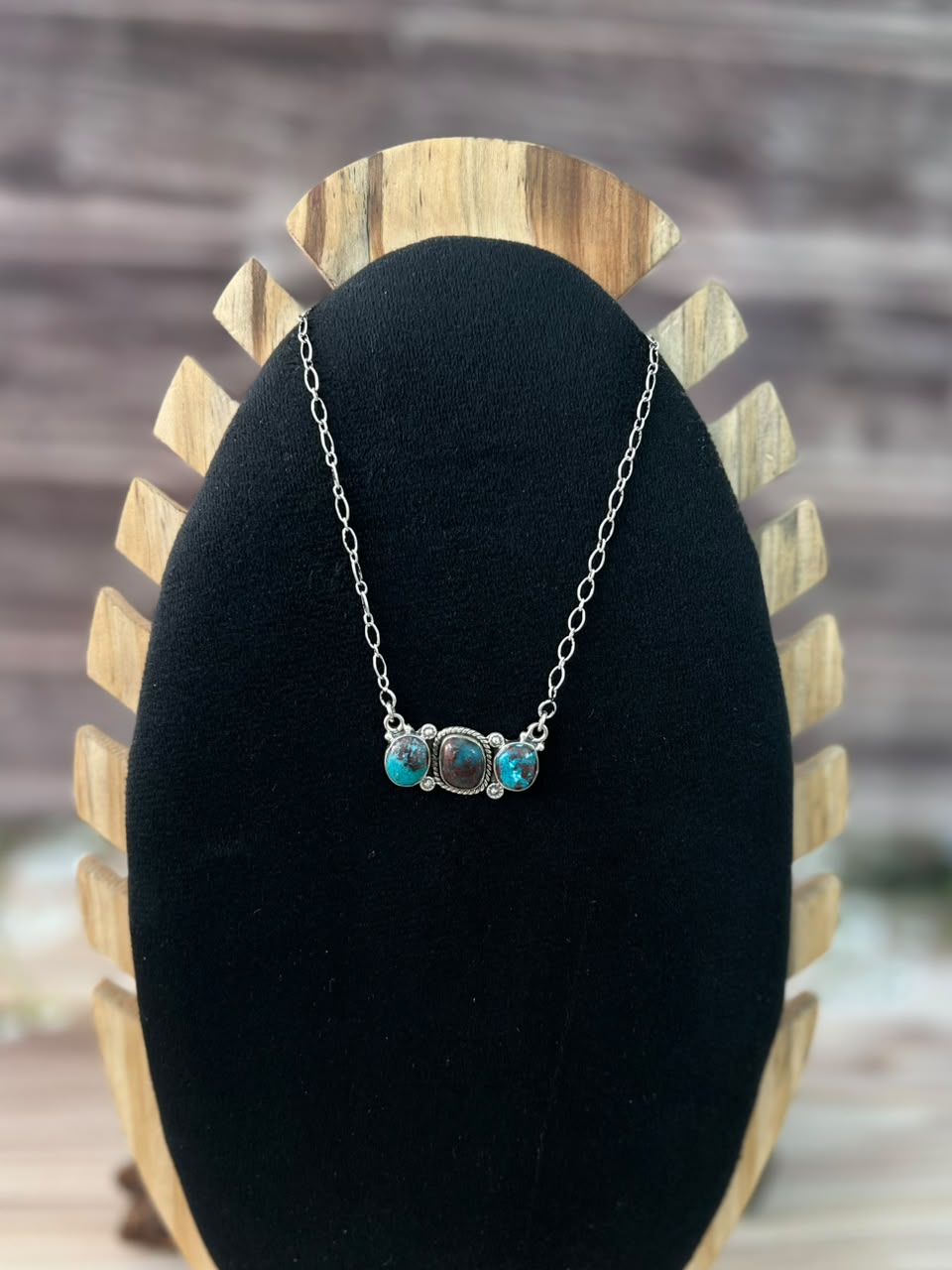 Handmade Sterling Silver Gem Silica Collection: Necklace Signed Nizhoni