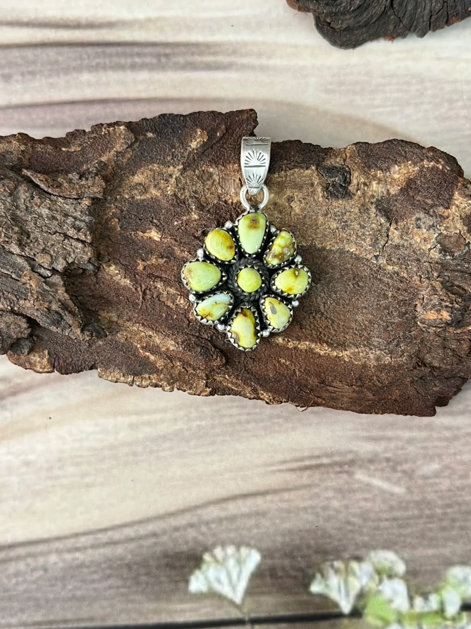 Handmade Sterling Silver Palomino Turquoise Pendant Signed Nizhoni