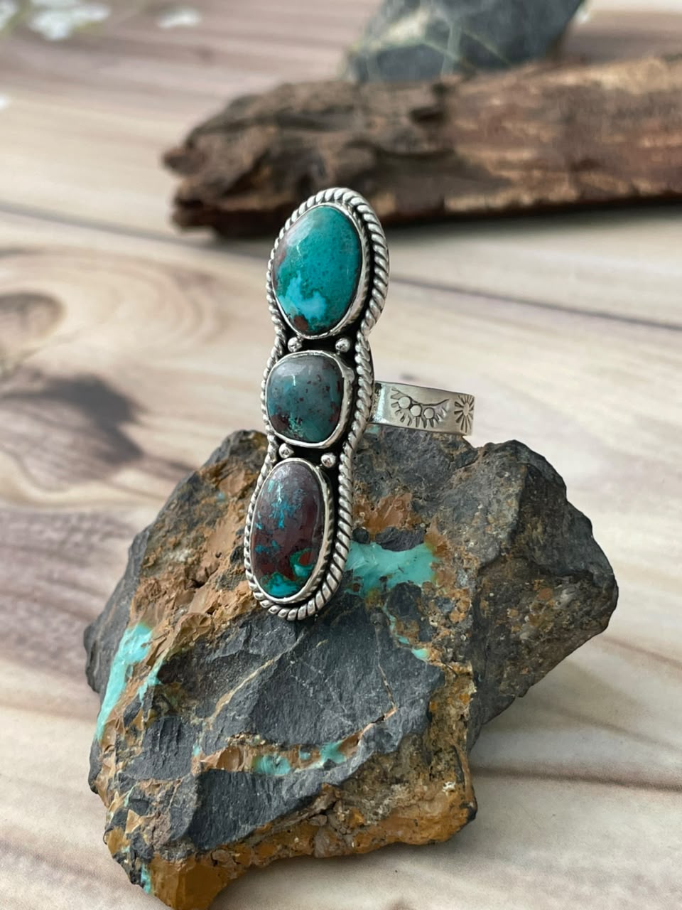 Handmade Sterling Silver Gem Silica Collection: Adjustable Ring Signed Nizhoni