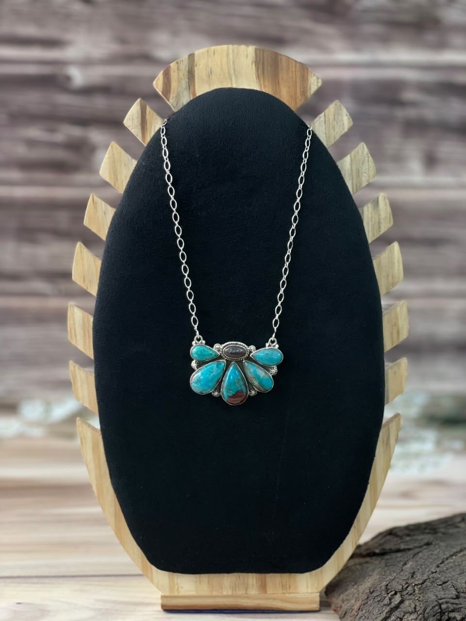 Handmade Sterling Silver Gem Silica Collection: Necklace Signed Nizhoni