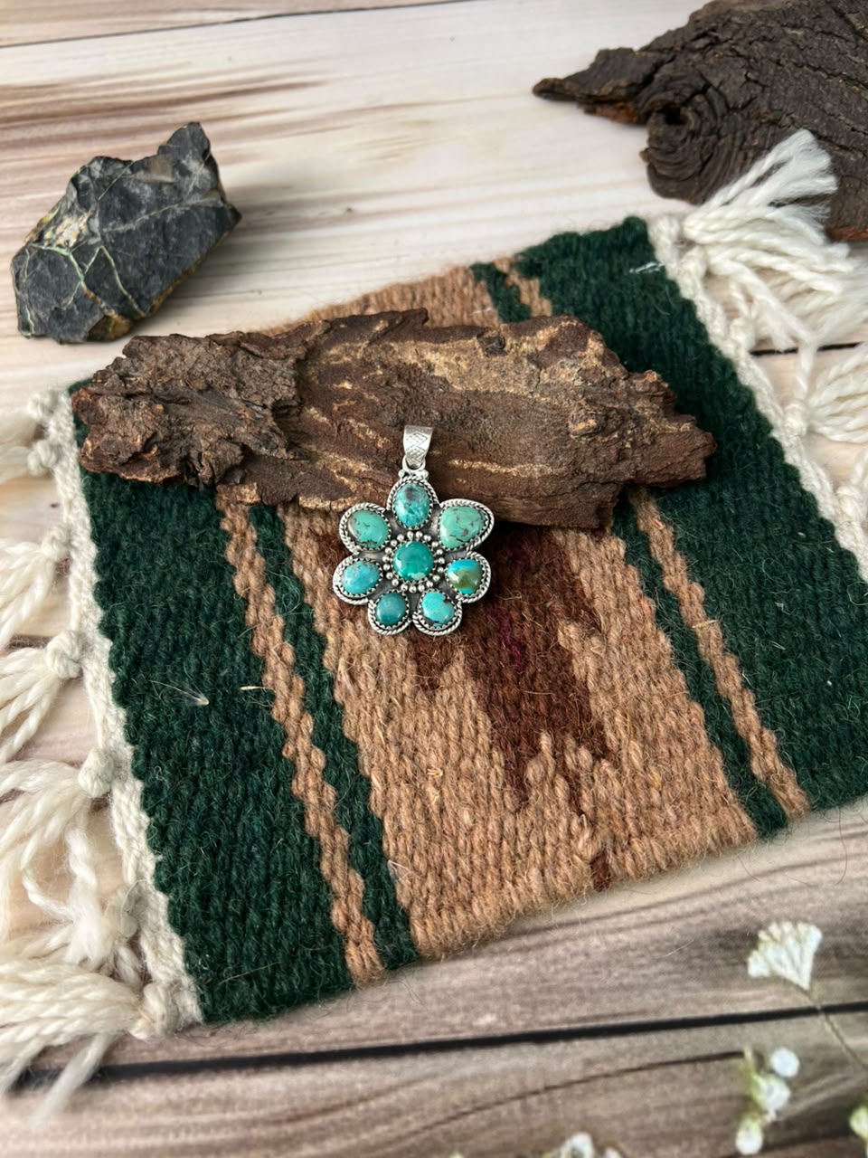 Handmade Sterling Silver Cripple Creek Turquoise Pendant Signed Nizhoni (9)