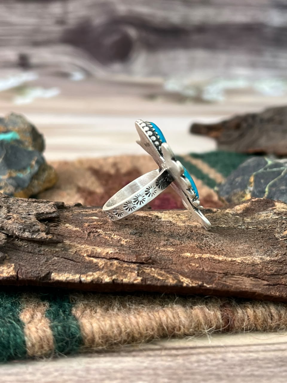 Handmade Sterling Silver Hardy Pit Adjustable Ring Signed Nizhoni