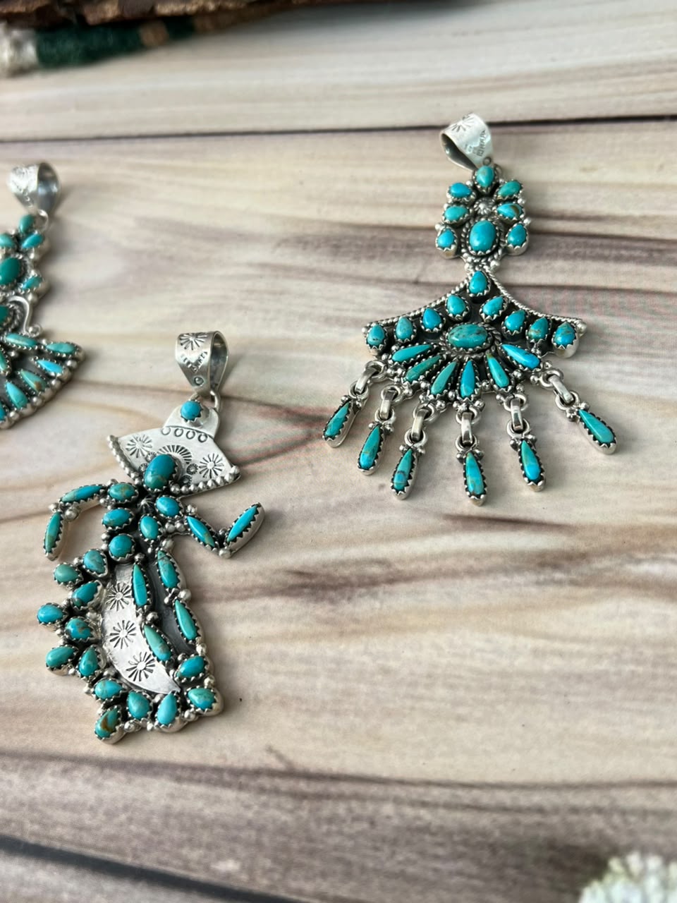 Handmade Sterling Silver Kingman Turquoise Pendant Signed Nizhoni (5)