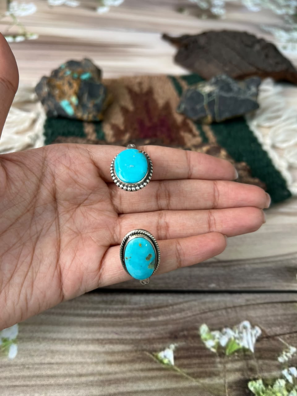 Handmade Sterling Silver Easter Blue Turquoise Cuff Bracelet Signed Nizhoni