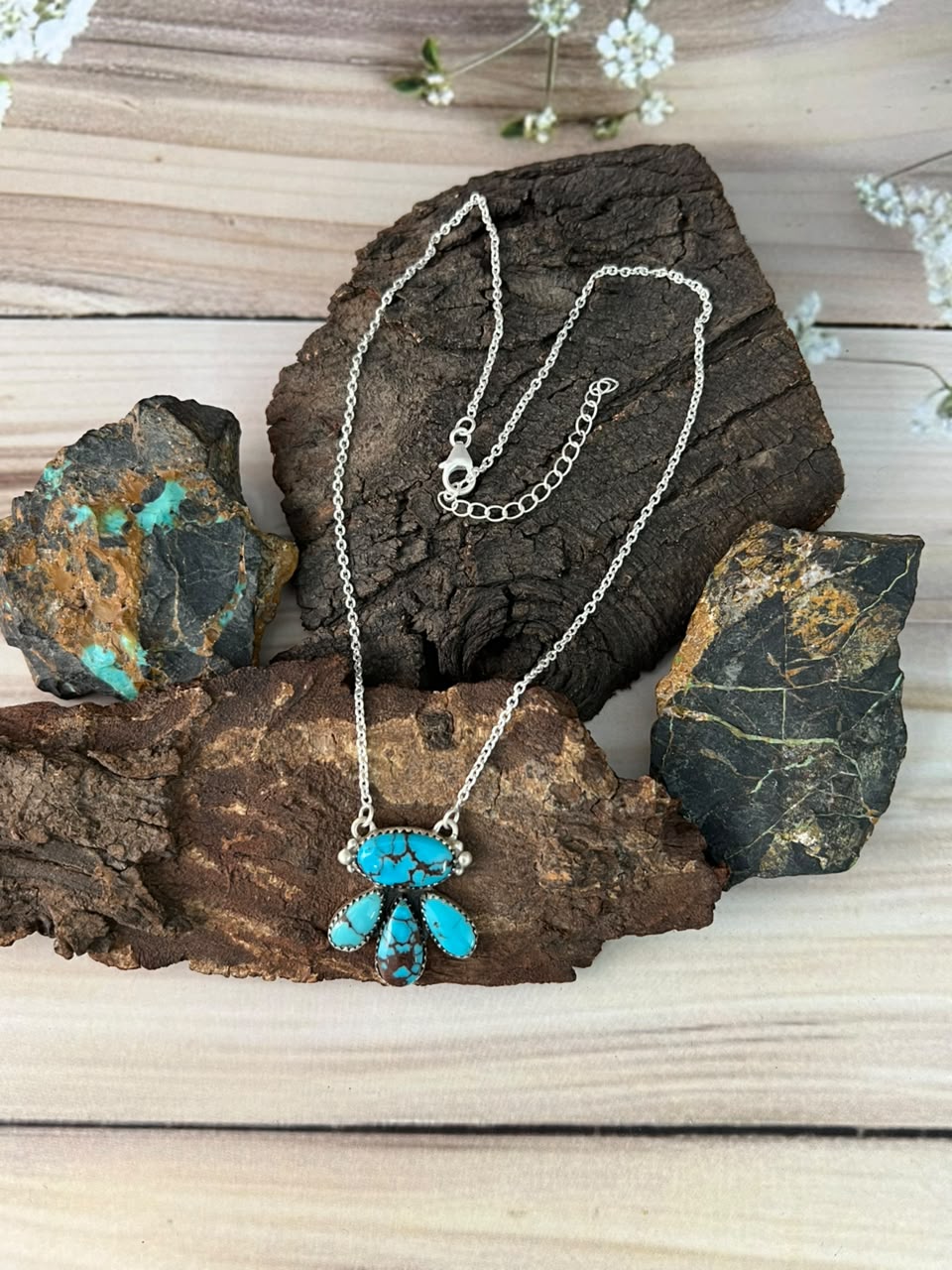 Handmade Sterling Silver Egyptian Turquoise Necklace Signed Nizhoni
