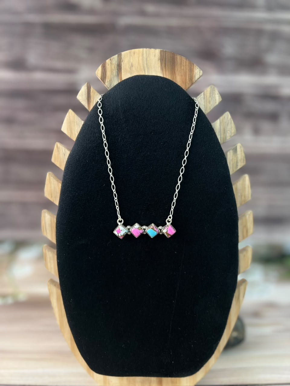 Handmade Sterling Silver Cotton Candy Necklace Signed Nizhoni