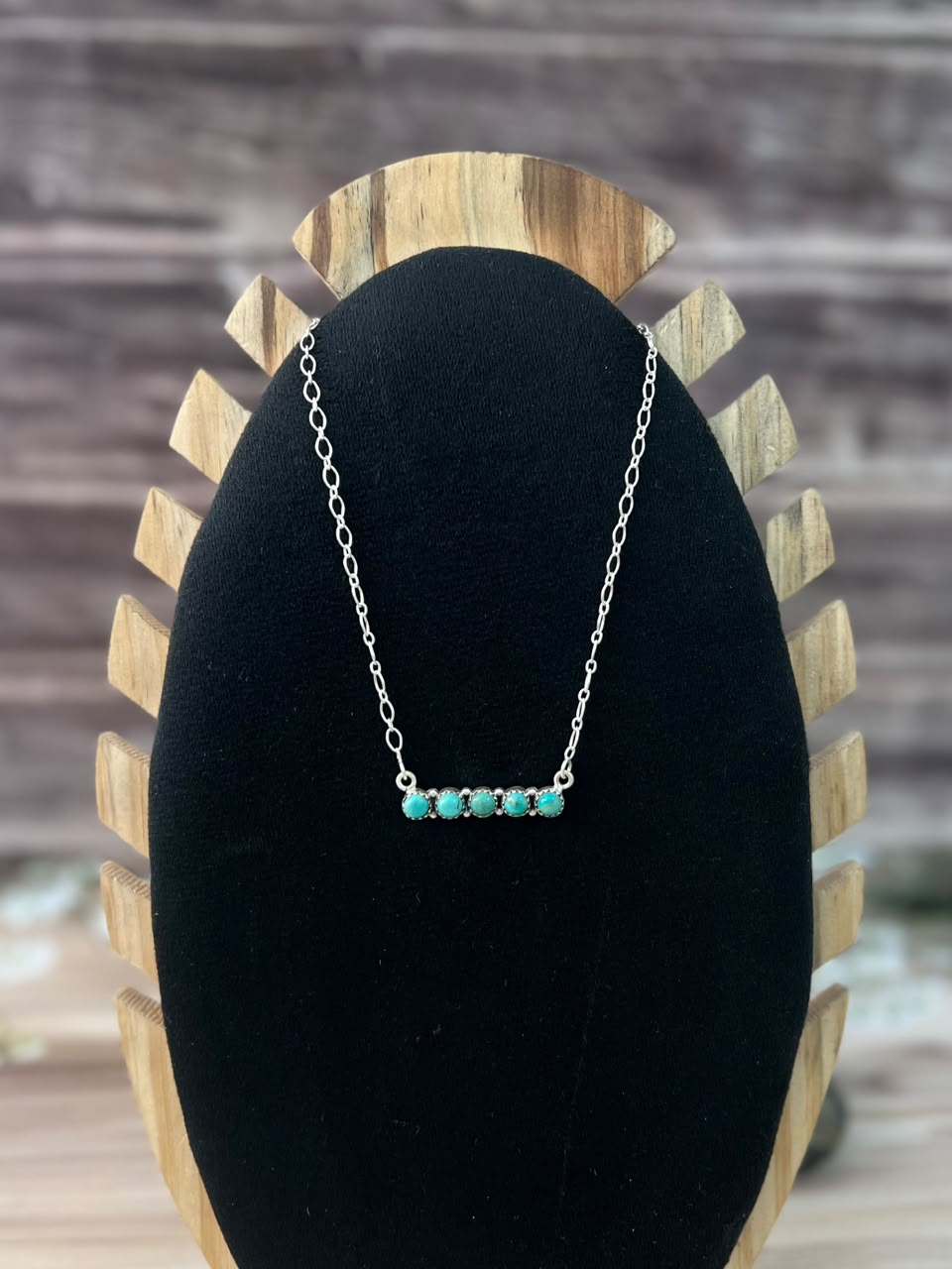 Handmade Sterling Silver Kingman Turquoise Necklace Signed Nizhoni