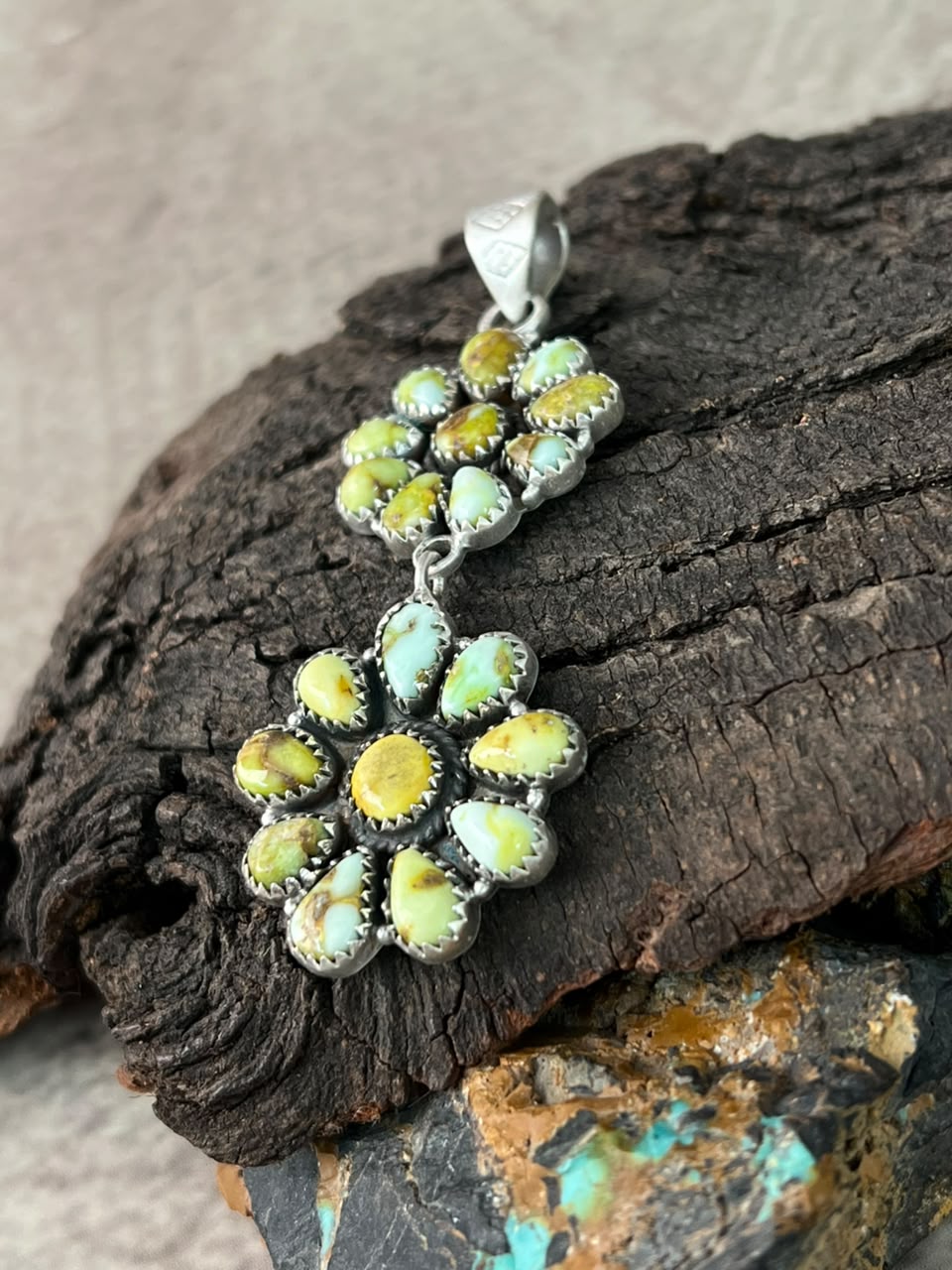 Handmade Sterling Silver Palomino Turquoise Pendant Signed Nizhoni