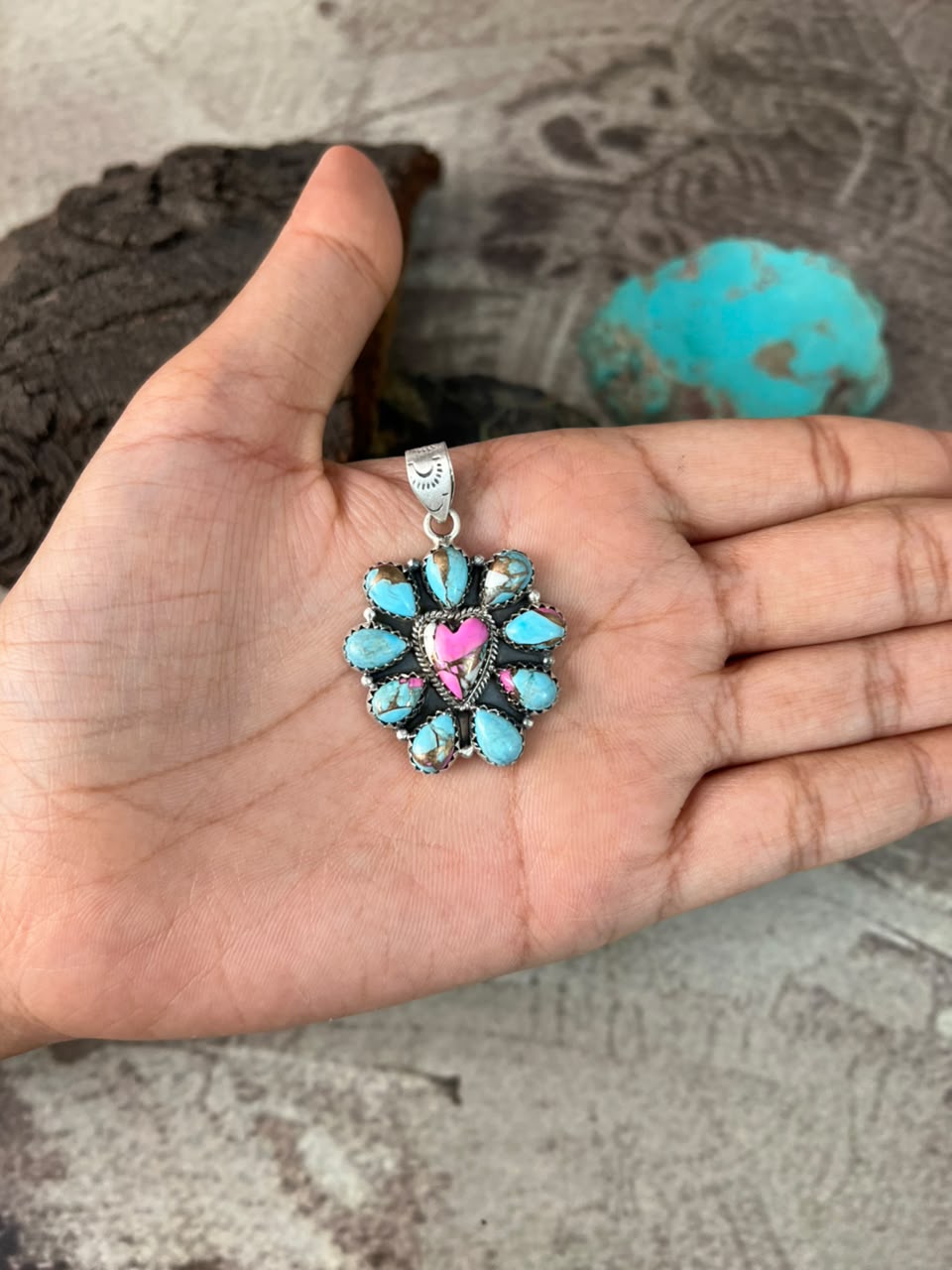 Handmade Sterling Silver Cotton Candy Pendant Signed Nizhoni
