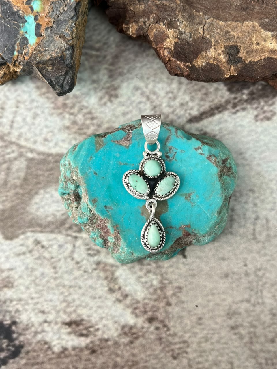 Handmade Sterling Silver Paloma Turquoise Pendant Signed Nizhoni