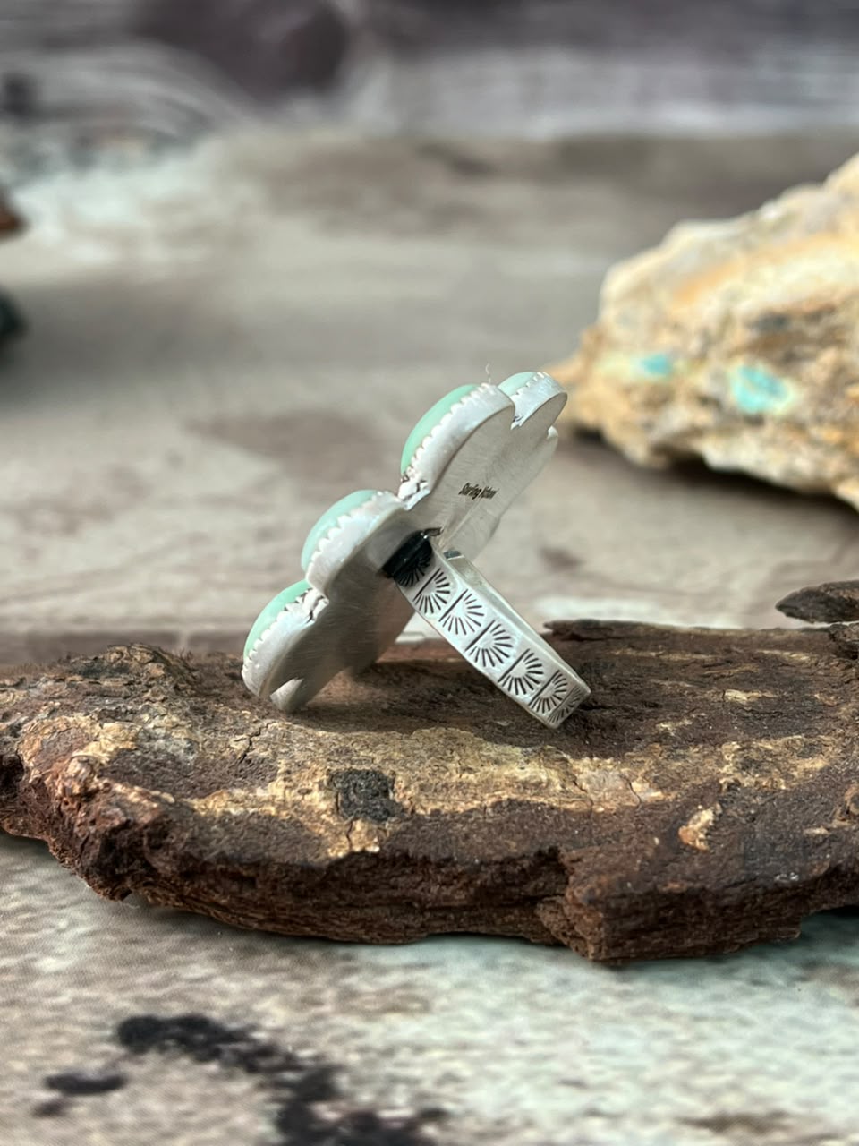 Handmade Sterling Silver Paloma Turquoise Adjustable Ring Signed Nizhoni (7)