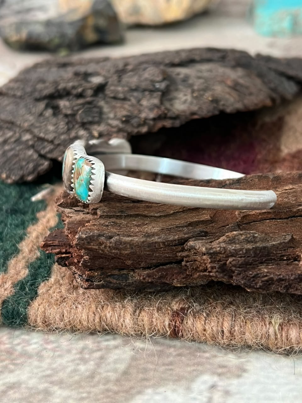 Handmade Sterling Silver Royston Turquoise Cuff Bracelet Signed Nizhoni (9)